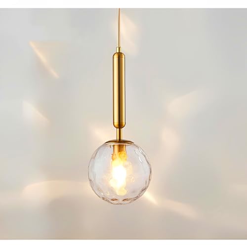 KRUIHAN Moderne Gold Globe Pendelleuchte Klarglas Lampenschirm Verstellbare Höhe Hängeleuchte für Küche Insel Esszimmer Schlafzimmer,15CM von KRUIHAN