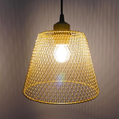KRUIHAN Moderne Vintage Pendelleuchte Käfig Hängende Decke Lampe E27 Versenkbare Lampenschirm Kronleuchter Beleuchtung Leuchten für Esszimmer Bar Restaurant Schlafzimmer,Gold von KRUIHAN