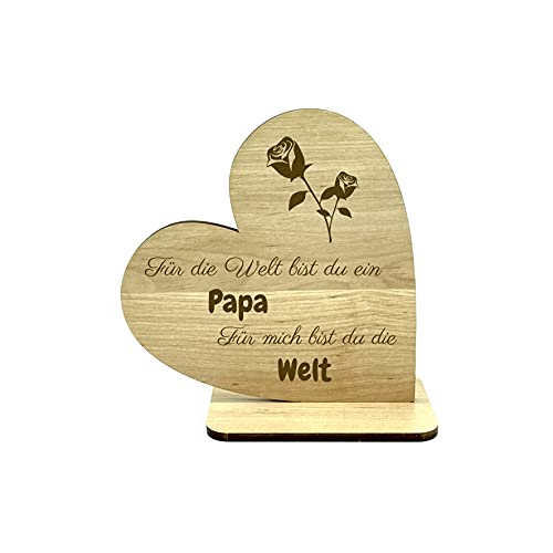 Deko Herz aus Holz mit Schriftzug '' der Beste Papa der Welt '' graviert - Geschenke für Männer, Vatertag, Geburtstag, Weihnachten von KS Laserdesign