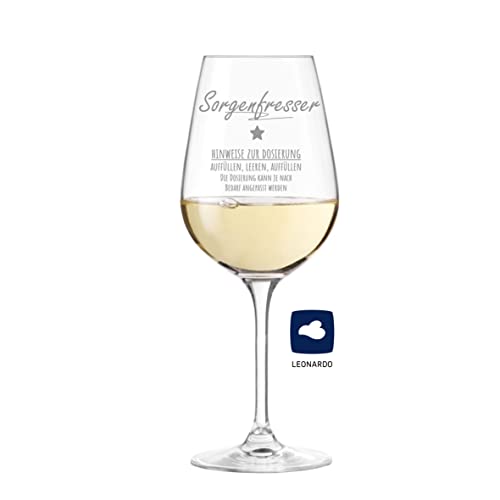KS Laserdesign Leonardo Weinglas mit Gravur - Sorgenfresser - lustige Geschenke für Frauen & Männer | Geschenkidee mit witzigem Spruch | Geburtstag | Weihnachten von KS Laserdesign