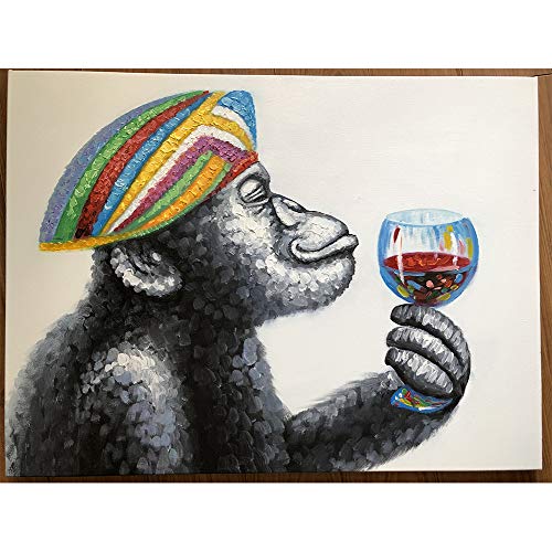 KSTORE Gorilla Trinken Handgemalte Leinwand Ölgemälde Bereit Zum AufhäNgen Tiere Acryl Ölgemälde Hauptwand-Dekoration,Noframe,60x80cm von KSTORE