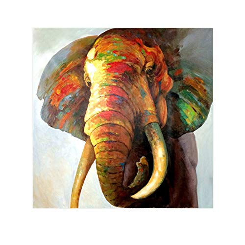KSTORE Handgemalte Elefant Elfenbein Portrait Ölgemälde, Handgemalte Leinwand Kunst Wandmalerei Haus Wohnzimmer Schlafzimmer Dekoration,Noframe,80x80cm von KSTORE