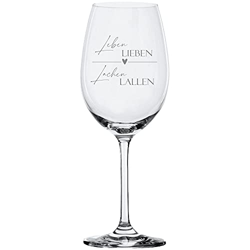 Weinglas Leonardo - Leben Lieben Lachen Lallen - Geschenkidee Gravur Geburtstag Weihnachten Rotwein Weißwein von KT-Schmuckdesign