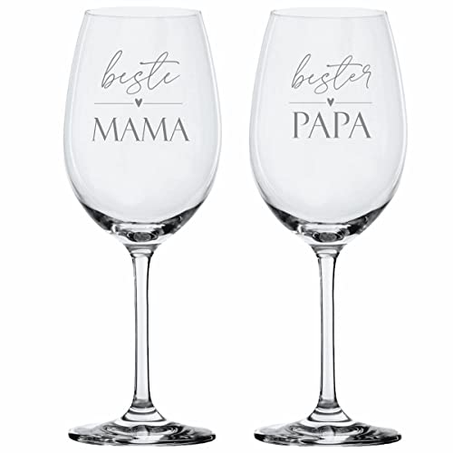 Weinglas Leonardo Set - beste Mama & bester Papa - Geschenkidee Individuelles Weinglas Set Eltern Geburtstagsgeschenk von KT-Schmuckdesign