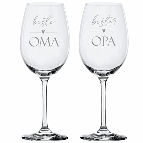 Weinglas Leonardo Set - Oma & Opa - Geschenkidee Individuelles Weinglas Set Großeltern Geburtstagsgeschenk von KT-Schmuckdesign
