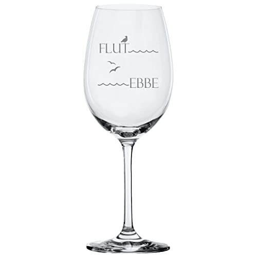 Weinglas Leonardo mit Gravur Ebbe und Flut Geschenkidee Geschenk maritim mit Möwen und Wellen Rotweinglas Weißweinglas von KT-Schmuckdesign