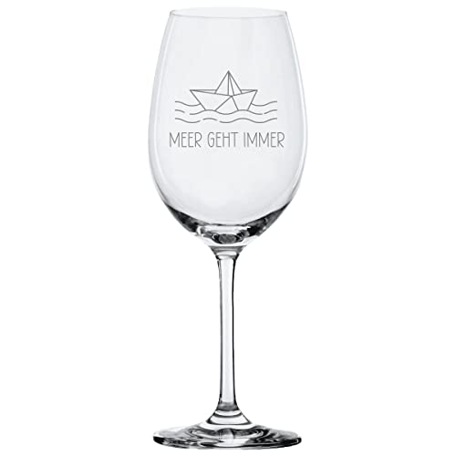 Weinglas Leonardo mit Gravur Papierboot Meer geht immer Geschenkidee Geschenk maritim Rotweinglas Weißweinglas von KT-Schmuckdesign