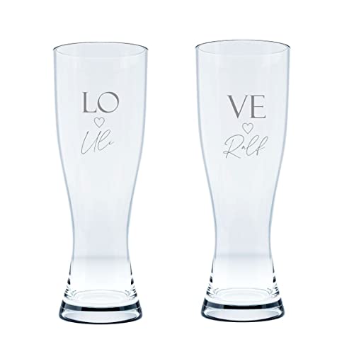 Leonardo Weizenbierglas Set LOVE mit Wunschtext - Bierglas Weizen mit Gravur 0,5l Geschenkidee Glas von KT-Schmuckdesign