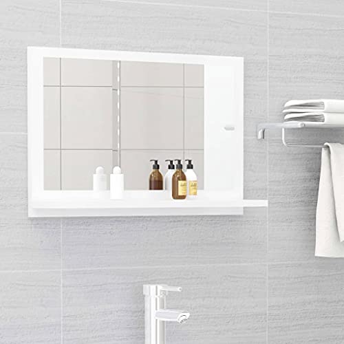 KTHLBRH (Blitzlieferung) Spiegelschrank Bad Ablagen Badezimmer Hängeschrank Badspiegel Badspiegel Hochglanz-Weiß 60x10,5x37 cm Spanplatte von KTHLBRH