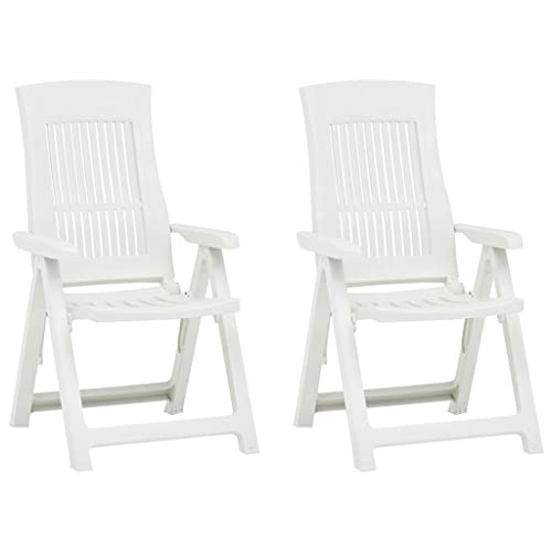 KTHLBRH Verstellbare Gartenstühle 2 STK. Kunststoff Weiß, Freizeitstühle Balkonstühle Outdoor-Stühle Terrassenstühle für Garten, Rasen, Terrasse von KTHLBRH