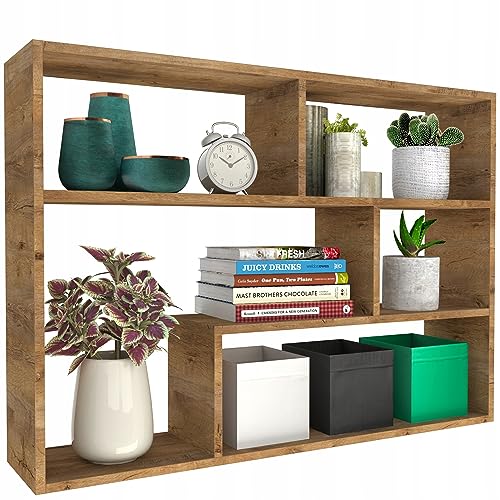 KUBUTKU Hängeregal Bücherregal 72x100x21 cm Schweberegal Mordern Design Deko Regal für Wohnzimmer Schlafzimmer Büro und Küche (Lancelot Eiche) von KUBUTKU