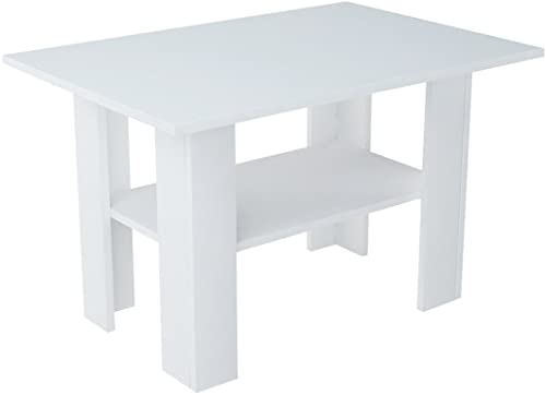 KUBUTKU Wohnzimmer-Couchtisch 55x87x60 cm mit 2 Ablagefächern Moderner minimalistischer Elegante Dekorativer Tisch (Weiß) von KUBUTKU
