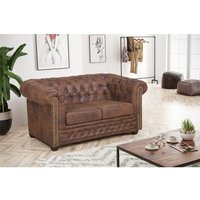 Edles Chesterfield Sofa 2 Sitzer in Mikrofaser Vintage braun Couch Polstersofa von KÜCHEN PREISBOMBE