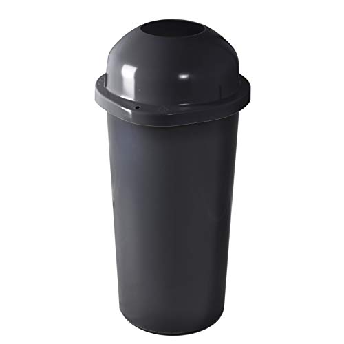 KUEFA HD-EW 60 Liter Mülleimer, Müllsackständer mit Einwurf-Scharnierdeckel und Befestigungsring für den Gelben Sack, Sammelbehälter für Pfandflaschen, Leergut (Grau) von KUEFA