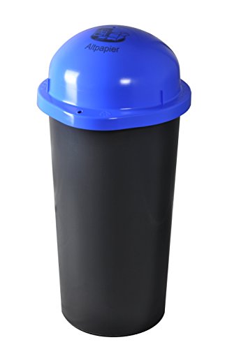 KUEFA HD-LA 60 Liter Mülleimer, Müllsackständer mit Laserbeschriftung (Blau, Papier) und Befestigungsring für den Gelben Sack, Pfandflaschen, Leergut von KUEFA