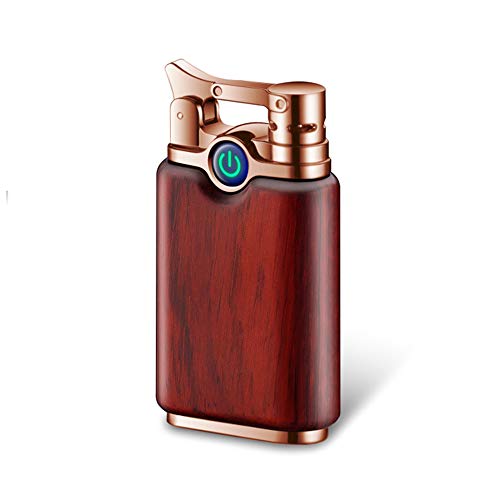 KUGUAN Dual Arc Lighter Wiederaufladbare Flammenlose Winddichte Tragbare Double Arc Feuerzeug Sandelholz Zigarette Zigarre Plasma Feuerzeug (Rosewood-Gold) von KUGUAN