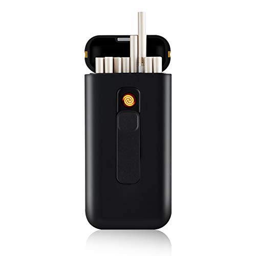 Zigarettenanzünder Tragbar 20 Stück 100 Stück Schmale Zigaretten USB-Feuerzeuge 2 in 1 Wiederaufladbar Flammenlos Windfest Elektrisches Feuerzeug (Black) von KUGUAN