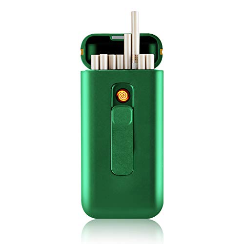 Zigarettenanzünder Tragbar 20 Stück 100 Stück Schmale Zigaretten USB-Feuerzeuge 2 in 1 Wiederaufladbar Flammenlos Windfest Elektrisches Feuerzeug (Green) von KUGUAN