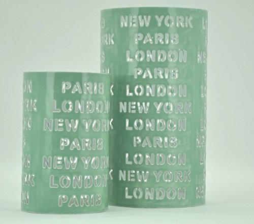 2 er Set Windlicht New York/London/Paris H: 30 / 21cm Mint - grün Laterne von KUHEIGA