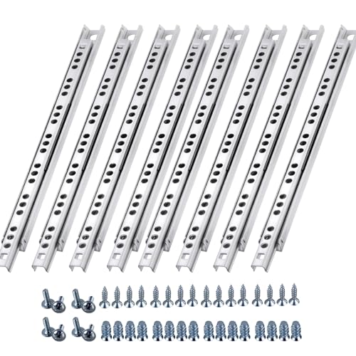 Schubladenschienen, 6 Stück Schubladenauszug Schienen für Schubladen Teleskopschiene Schubladenführungen Teilauszug mit Rollen Für Schränke Lagerschränke Schubladen von KUIZHEN