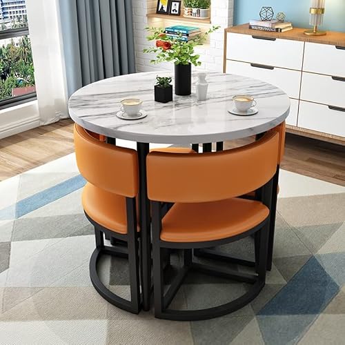 Empfang im Büro Runder Tisch Business-Couchtisch Esstisch-Stuhl-Kombination, 80cm Kleine runde Tische Gartenmöbel-Set Home-Office-Küche (Color : Orange) von KUKIXO