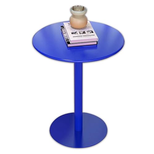 Bistrotisch, Esstisch, blau, runder Bartisch, hoher Pub-Bistrotisch für Küche, Esszimmer, Bistro-Cocktail, runder Cocktail-Bartisch mit Metallbasis (Größe: 60 x 60 x 72 cm) von KUviez