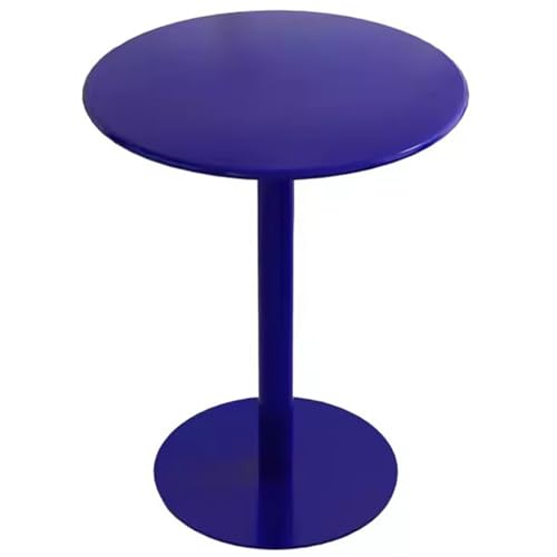 Bistrotisch, Metall-Cocktail-Bistrotisch, Ecktisch/Beistelltisch, Kleiner runder Couchtisch (Farbe: Blau, Größe: Durchmesser 50 x 73 cm) von KUviez
