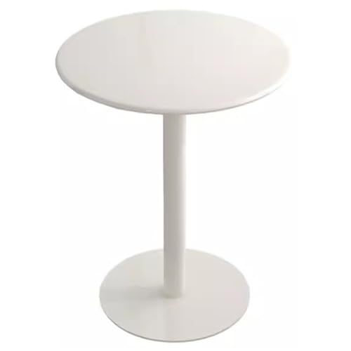 Bistrotisch, Metall-Cocktail-Bistrotisch, Ecktisch/Beistelltisch, Kleiner runder Couchtisch (Farbe: Weiß, Größe: Durchmesser 40 x 50 cm) von KUviez