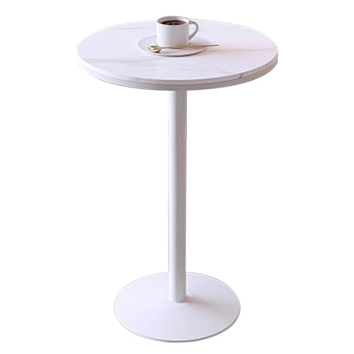 Bistrotisch Tisch mit Marmorplatte, weißer Bartisch mit Metallrahmen, Esstisch, Couchtisch, Pub-Bistrotisch, Cocktail-Bartisch für Wohnzimmer, Schlafzimmer (Größe: Höhe 105 cm) von KUviez