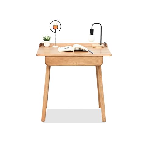 Gaming-Schreibtisch, japanischer, einfacher Massivholz-Computertisch mit Schubladen, Stauraum und Klappen, Laptop-Schreibtisch, Arbeitstisch, Arbeitstisch, USB-Steckdose, Tisch für Büro und Zuhause von KUviez