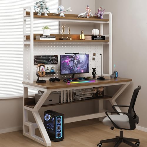 KUviez Computertisch mit Stecktafel und Ablageflächen, industrieller Gaming-Schreibtisch, moderner Studenten-Schreibtisch, Arbeitstisch, Arbeitstisch (100 cm, Walnuss) von KUviez