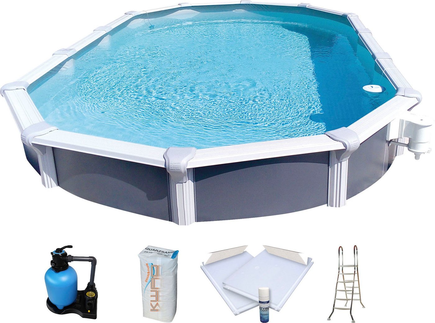 KWAD Schwimmbecken Supreme all in Premium Folie (Set, 7-tlg), 7-tlg., BxLxH: 370x610x132cm, sand, inkl. Bodenisolationsset von KWAD