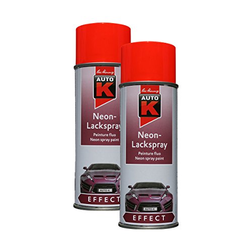 KWASNY 2x 233 088 AUTO-K EFFECT Neon-Lackspray Rot Fluoreszierend 400ml von Kwasny