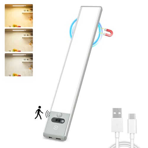 KYOTECH 31CM LED Unterbauleuchte Küche 50LEDs Schrankbeleuchtung Dimmbar 3 Farben Schranklicht mit 1200 mAh USB Aufladbar LED Sensor Licht für Schrank, Treppe, Theke von KYOTECH