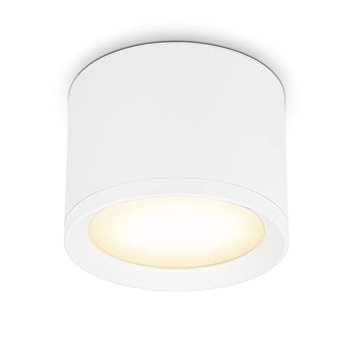 KYOTECH Deckenleuchte Aufputz LED 6W IP44 GX53 Deckenspots 3000K 550LM Aluminium Aufbauleuchte Strahler Schwarz Matt Deckenlampe Spots Warmweiß für Badezimmer Esszimmer Korridor von KYOTECH