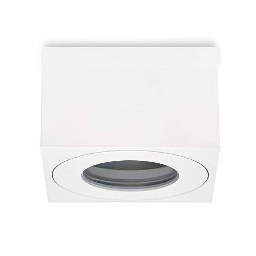 KYOTECH LED Aufbauspot flach IP44 Weiß Aufputz Deckenleuchte Ø80x80x50mm für LED Module 230V Aufbauleuchte Downlight Eckig Wasserschutz für Bad & Außen 1 Stück ohne Leuchtmittel von KYOTECH