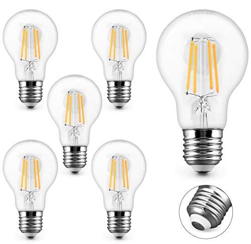 KYOTECH LED Filament Lampe E27 4W Ersetzt 40W 400LM Warmweiß 2700K Glühbirne Abstrahlwinkel 360°Glas A60 Leuchtmittel Classic Lampe Birnen in Kolbenform 6er Set von KYOTECH