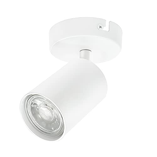 KYOTECH Weiss 1-flammige Spotlampe LED Deckenleuchte Weiß matt Spot drehbar und schwenkbar Spotleuchte Deckenstrahler für 1x GU10 Leuchtmittel Deckenlampe ohne Leuchtmittel von KYOTECH