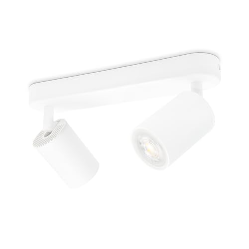 KYOTECH Weiß 2-flammige Spotlampe LED Deckenleuchte Weiss Deckenlampe Schwenkbar GU10 Spotleuchte Drehbar Deckenspots für 2x GU10 Leuchtmittel für Küche Wohnzimmer ohne Leuchtmittel von KYOTECH