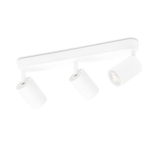 KYOTECH Weiß 3-flammige Spotlampe LED Deckenleuchte Weiss Deckenlampe Schwenkbar GU10 Spotleuchte Drehbar Deckenspots für 3x GU10 Leuchtmittel für Küche Wohnzimmer ohne Leuchtmittel von KYOTECH