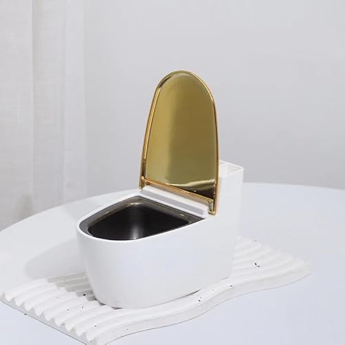 Kreativer Wand-Schreibtisch-Aschenbecher mit doppeltem Verwendungszweck mit Abdeckung, Closestool geformt, einfache Installation ohne Stanzen, Toilette/Wohnzimmer/Bar (Farbe: Gold, Größe: 15 x 8 x 10 von KZGMMHY8