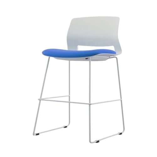KZLJLJY Bar StüHle Einfacher Hoher Bar-Barstuhl, Milchtee, Café, Restaurantstuhl, Stahl-Kunststoff-Stuhl, Rezeptions- Und Empfangsstuhl Bar Chair (Color : Blue, Size : A) von KZLJLJY