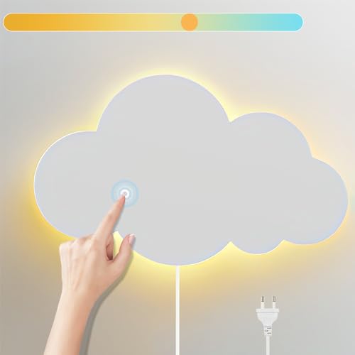 Wandleuchte mit Touch Schalter Innen Kinderzimmer Wandlampe LED Dimmbar Nachtlicht mit Stecker Modern Nachttischlampe Wandbeleuchtung für Schlafzimmer Wohnzimmer Leselampe, Weiß von KZT