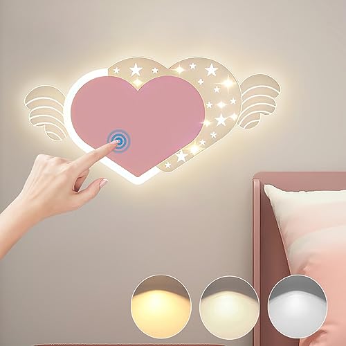 LED Wandleuchte Innen Dimmbar Nachttischlampe Kinder Wandlampe mit Touch Schalter Modern Kinderzimmer Nachtlicht Junge Mädchen Wandbeleuchtung für Schlafzimmer Wohnzimmer Flur Babyzimmer Wandspot von KZT