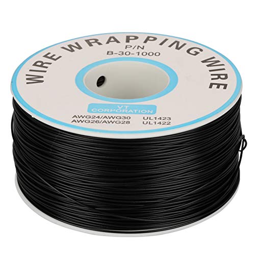 Kadimendium Wire-Wrapping Einzelner Kupferdraht Litze 30AWG Kabel 0,25 Mm Kerndurchmesser Verzinnte Kupferlitze Elektrisches Kabel 200 Meter(Schwarz) von Kadimendium