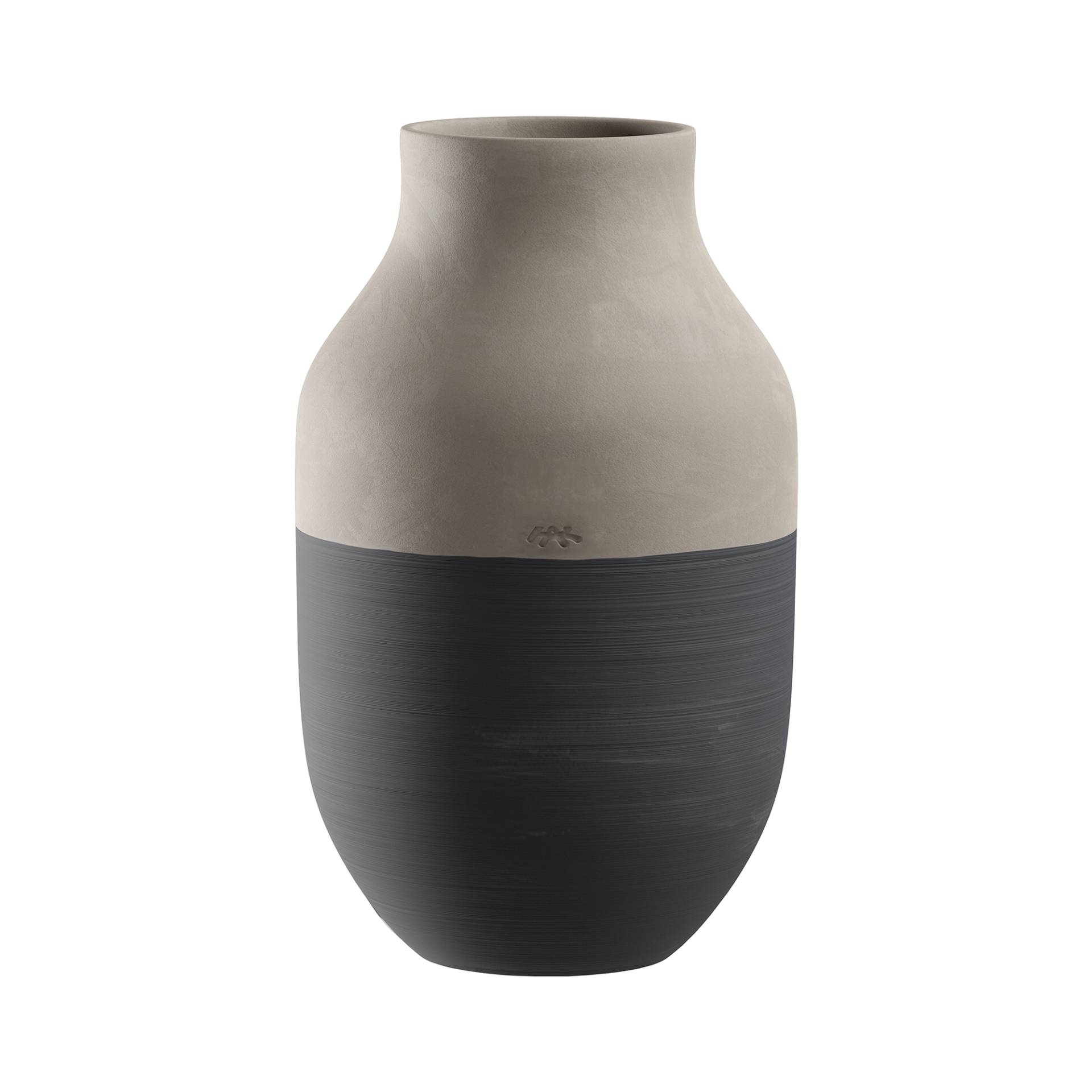 Kähler - Omaggio Circulare Vase H 31cm - anthrazit/hellgrau/H 31cm / Ø 19cm/Jedes Stück ein Unikat von Kähler