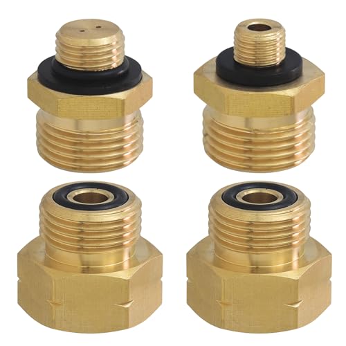 Kaelah Gasanschluss Adapter Gas Adapter Set, 4 teiliges EU Gasflaschen Adapter aus Messing für Anschluss von Druckreglern an ausländischen Gasflaschen von Kaelah