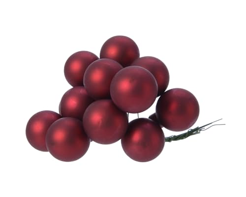 Christbaumkugeln Ochsenblut rot 12 x matt - Glas Ø 2,5 cm von Kaemingk