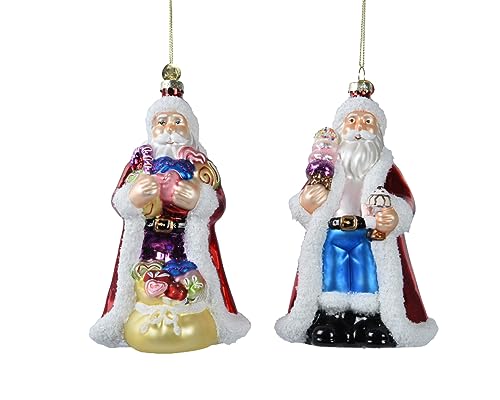 Kaemingk Christbaumschmuck Glas 16cm 1 Stück Sortiert Weihnachtsmann mundgeblasen - Rot - Bunt von Kaemingk