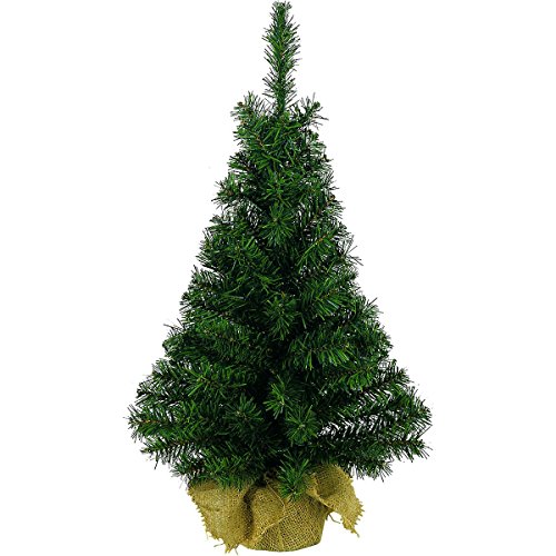 Kaemingk Mini-Tischdekoration, Weihnachtsbaum, mit Sockel aus Sackleinen, 45 cm, 874671_SML, Grün 45cm von Kaemingk